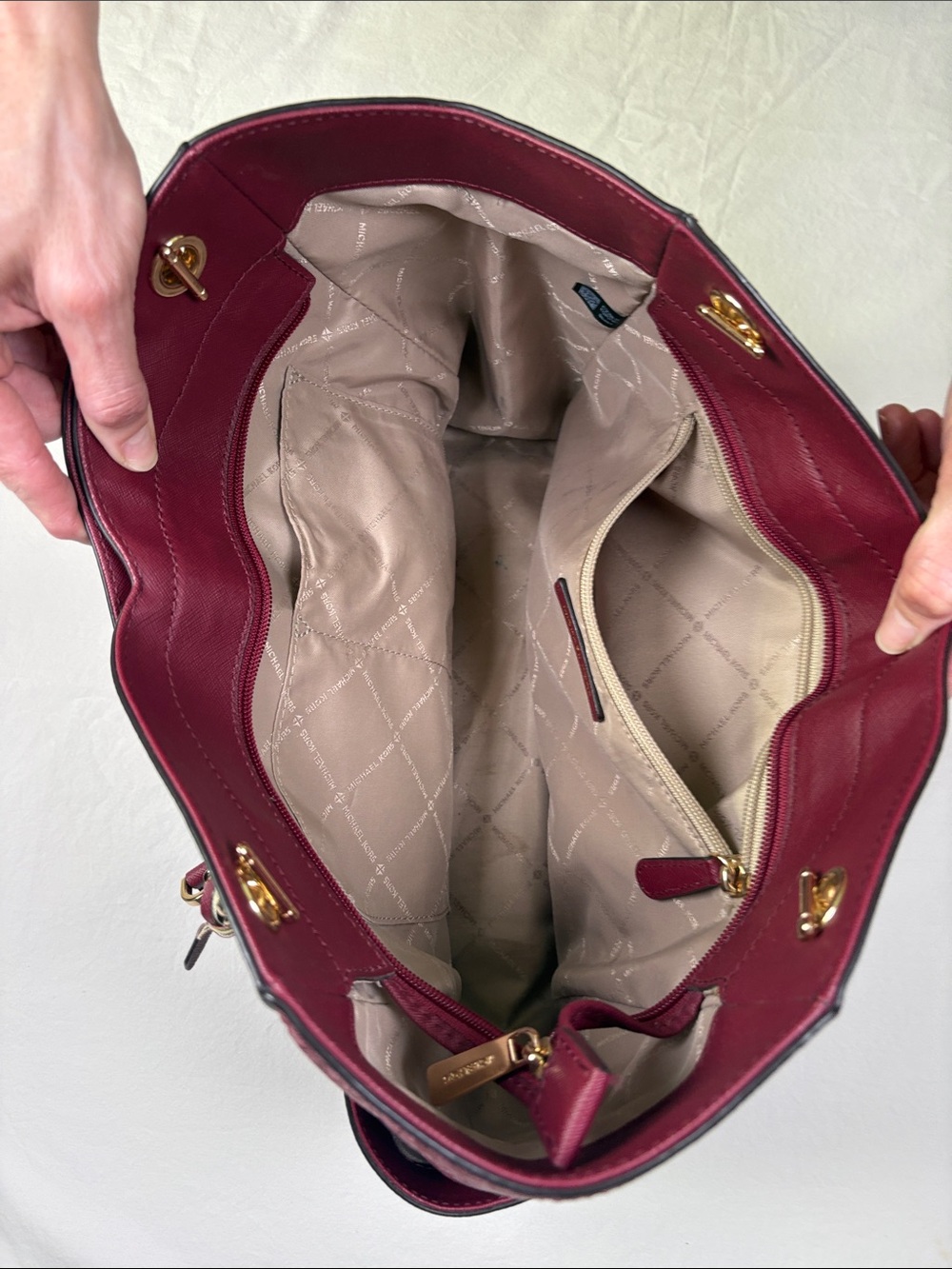 Michael Kors Burgundy MK Logo Chain-Handle Tote - Picture 3 of 7